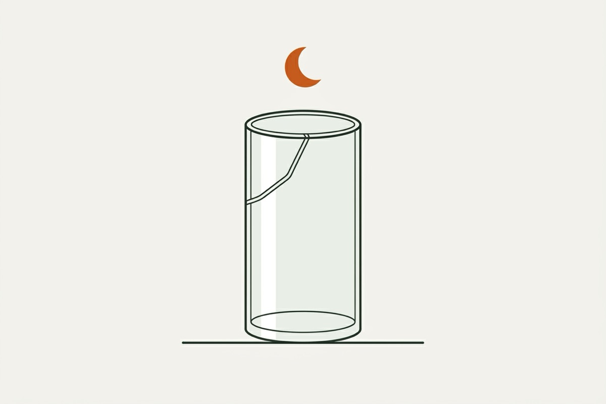 The repaired glass vase resting undisturbed with the glued seam intact under a cure indicator