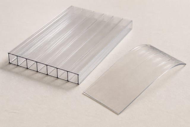 Plaque de polycarbonate alvéolaire transparent avec cannelures ouvertes