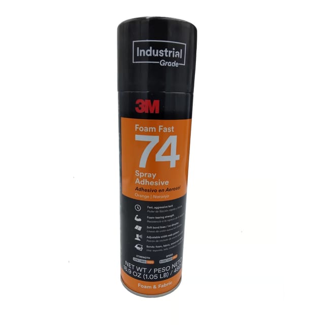 3M Foam Fast 74 Spray Adhesive bote de aerosol con etiqueta naranja