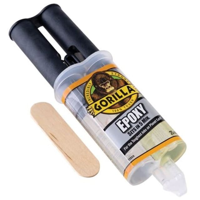 Gorilla 2-Part Epoxy jeringa doble con bandeja de mezcla y tapón