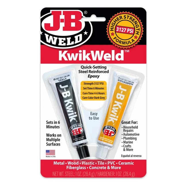 J-B Weld KwikWeld quick-setting cold weld epoxy twin tubes
