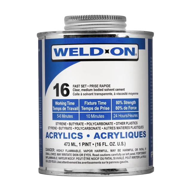 Weld-On 16 Fast-Curing Acrylic Solvent Cement 5 oz tubo flexible